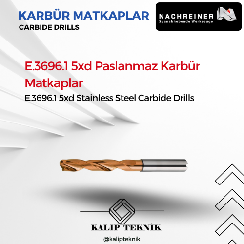 Ultra Performanslı 5xD Paslanmaz Karbür Matkap | E.3696.1 Serisi